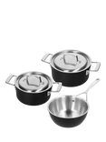 DEMEYERE Black 5-Layer Uncoated Stainless Steel Outdoor Pan Set, 3 Piece