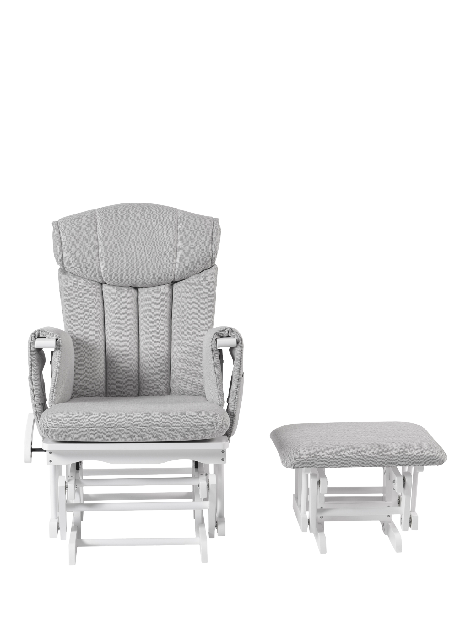 Kub Chatsworth Glider Nursing Chair and Footstool, Grey Chevron/White