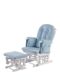Kub Haywood Reclining Glider Nursing Chair and Footstool, Cloud Grey / White
