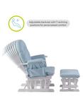 Kub Haywood Reclining Glider Nursing Chair and Footstool, Cloud Grey / White