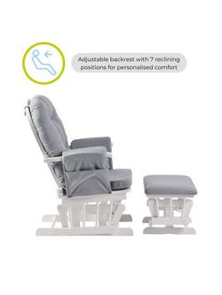 Kub Haywood Reclining Glider Nursing Chair and Footstool, Cloud Grey / White - view 2, Cloud Grey / White
