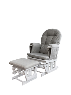 Kub Haywood Reclining Glider Nursing Chair and Footstool, Grey Chevron / White, Grey Chevron / White