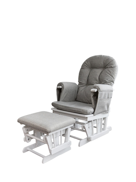Kub Haywood Reclining Glider Nursing Chair and Footstool, Grey Chevron / White, Grey Chevron / White