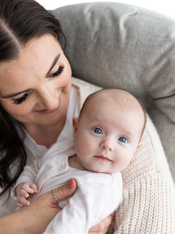 Kub Haywood Reclining Glider Nursing Chair and Footstool, Grey Chevron / White - view 2, Grey Chevron / White