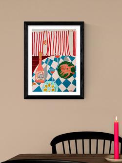 EAST END PRINTS Lucy Muss 'Shrimp & Champagne' Framed Print, 43.4 x 33.4cm, Black Frame - view 2, Black Frame