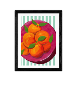 EAST END PRINTS Susie Miller 'Summer Blood Oranges' Framed Print, 43.4 x 33.4cm, Black Frame, Black Frame