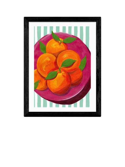 EAST END PRINTS Susie Miller 'Summer Blood Oranges' Framed Print, 43.4 x 33.4cm, Black Frame, Black Frame