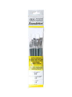 Winsor & Newton Foundation Synthetic Paint Brush Set of 6, Multi