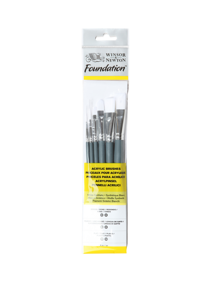 Winsor & Newton Foundation Synthetic Paint Brush Set of 6, Multi