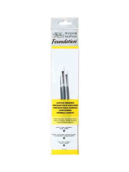 Winsor & Newton Foundation Synthetic Paint Brush Set of 3, Multi