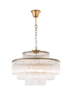 John Lewis Athenea Wide Chandelier Ceiling Light, Antique Brass, Natural Brass