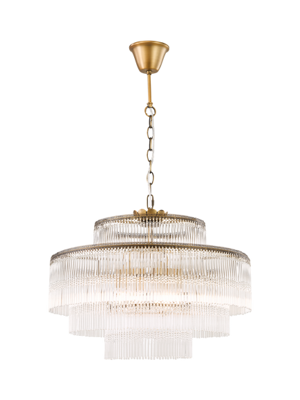 John Lewis Athenea Wide Chandelier Ceiling Light, Antique Brass, Natural Brass