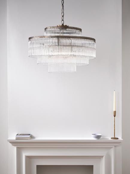 John Lewis Athenea Wide Chandelier Ceiling Light, Antique Brass - view 2, Natural Brass