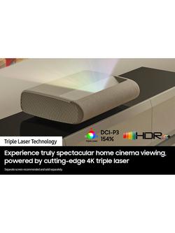 Samsung The Premiere LPU9D HDR 4K Ultra HD Smart Ultra Short Throw Triple Laser Projector, 130 inch, 3450 Lumens, White - view 2, White