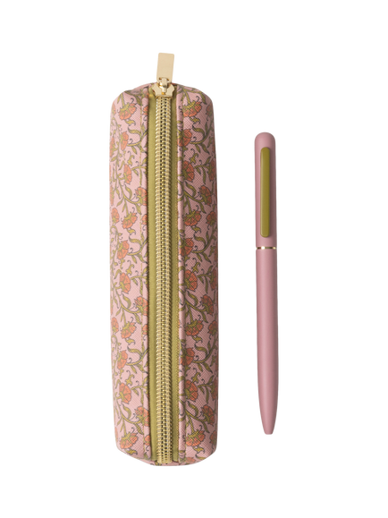 DesignWorks Ink Vintage Floral Pen & Pouch Set, Red, Red
