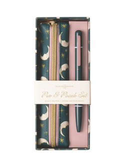 DesignWorks Ink Moon Pen & Pouch Set, Green, Green