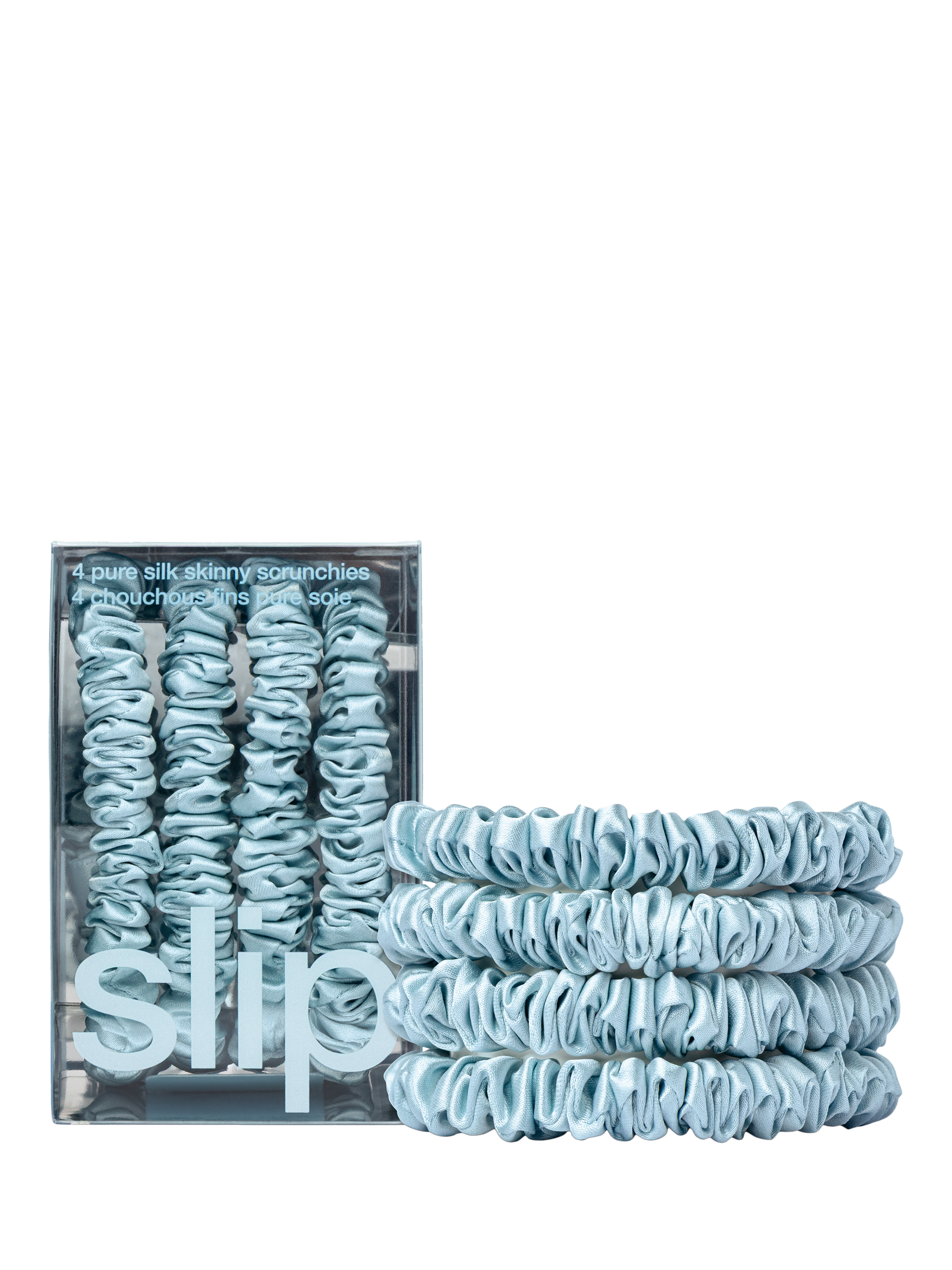 Product image 2 of 2, which shows Slip® Pure Silk Skinny Scrunchies, Blue