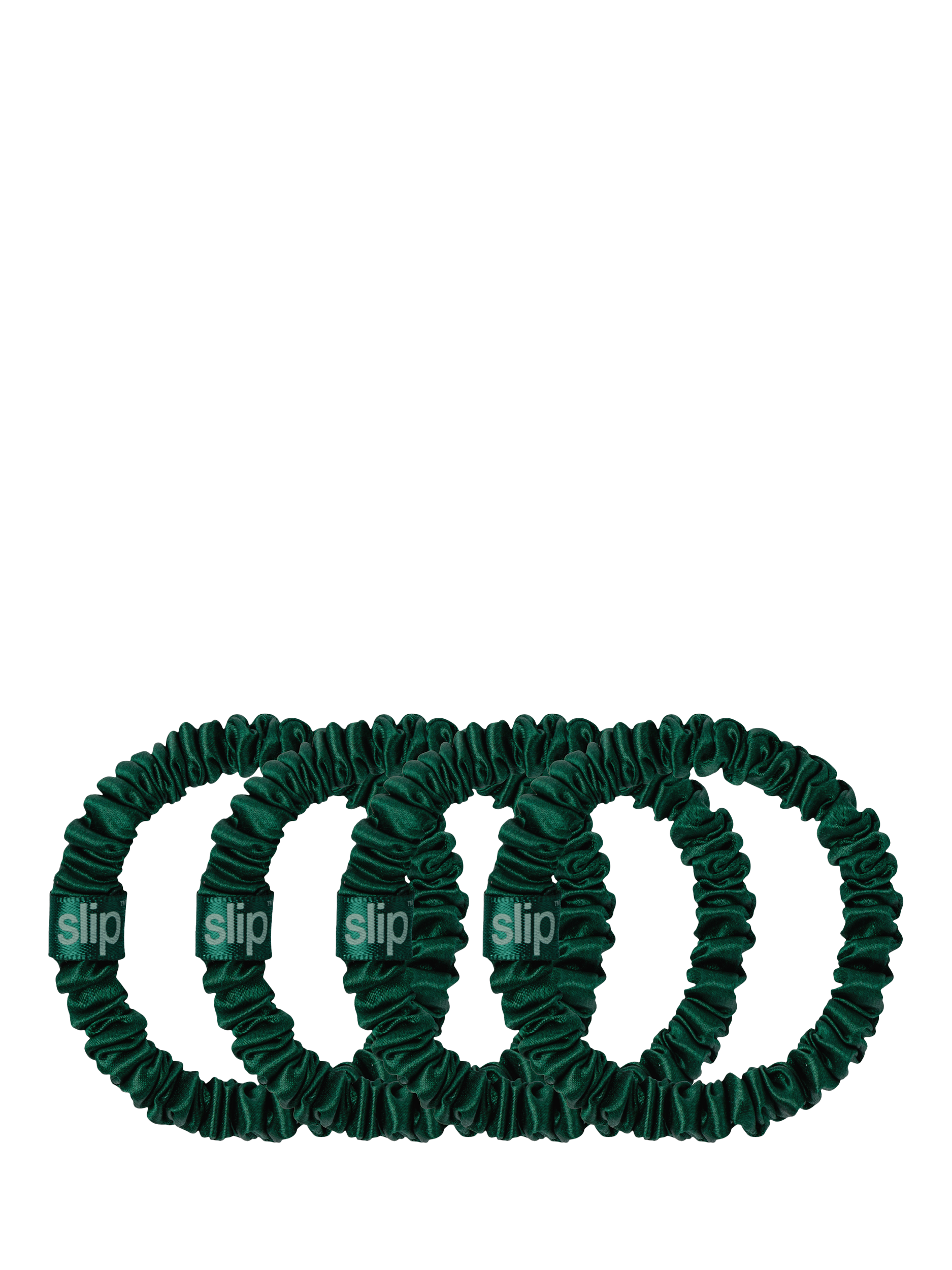 Product image 1 of 2, which shows Slip® Pure Silk Skinny Scrunchies, Forest