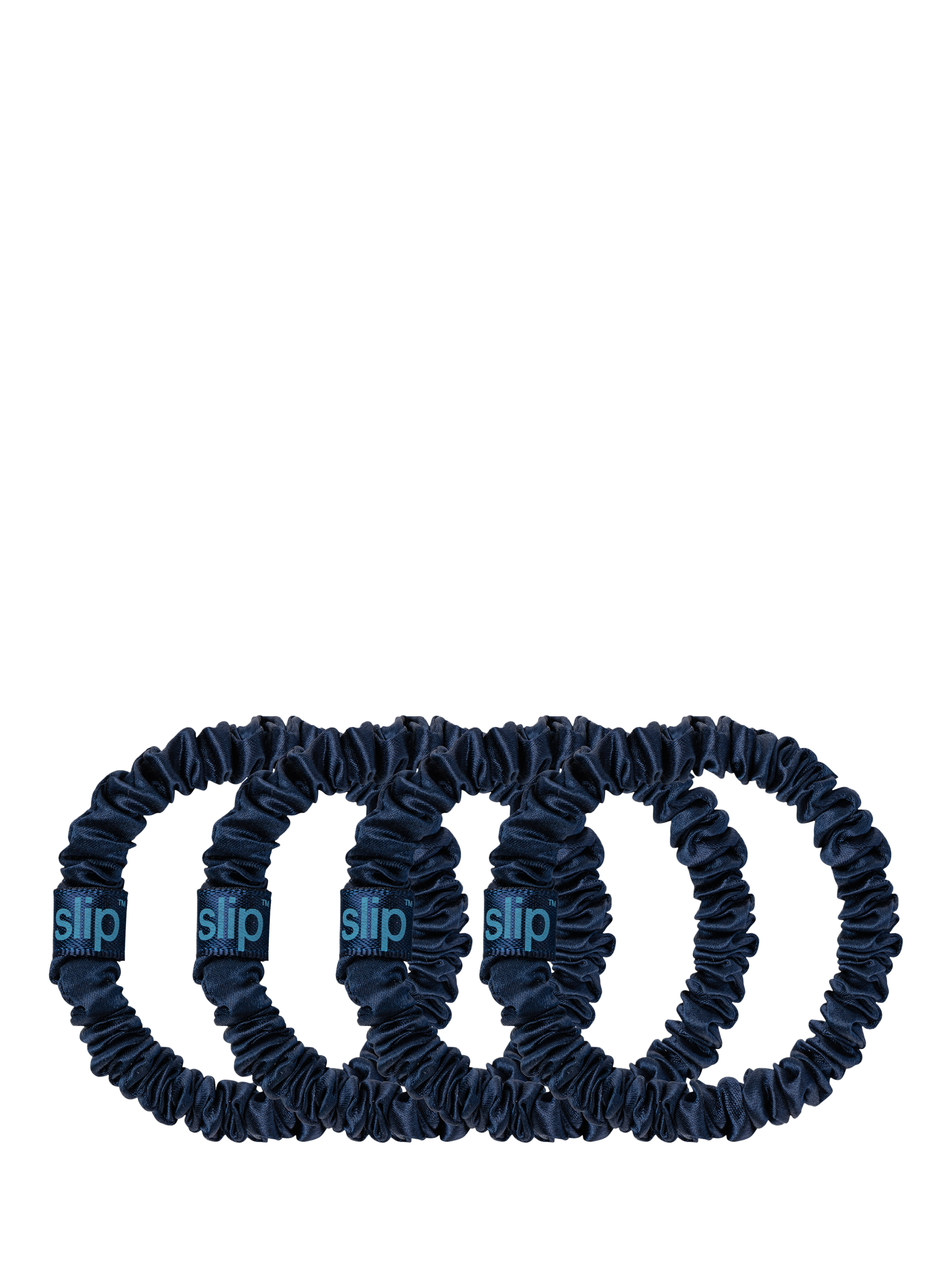 Product image 1 of 2, which shows Slip® Pure Silk Skinny Scrunchies, Navy