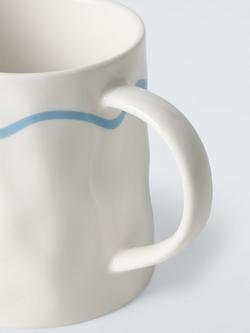John Lewis Flora Wiggle Heart Fine China Mug, 450ml, White/Blue - view 2, Multi
