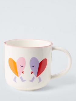 John Lewis Love Hearts Fine China Mug, 350ml, White/Multi, White