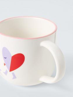 John Lewis Love Hearts Fine China Mug, 350ml, White/Multi - view 2, White