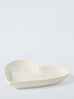 John Lewis Embossed Heart Stoneware Side Plate, 20cm, White - view 2, White