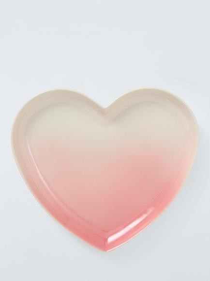 John Lewis Ombre Heart Shape Stoneware Dish, 24cm, Pink, Pink