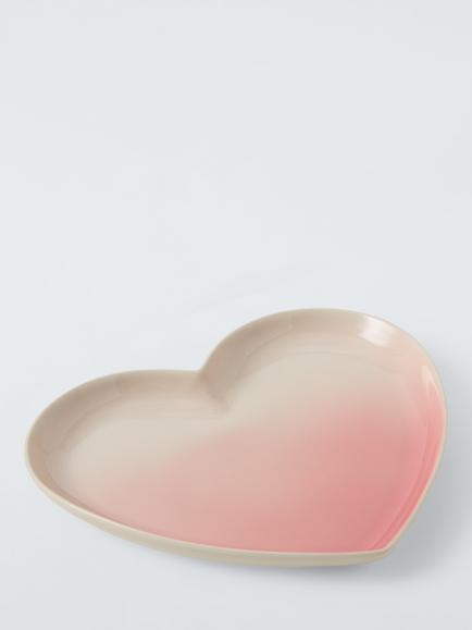 John Lewis Ombre Heart Shape Stoneware Dish, 24cm, Pink - view 2, Pink