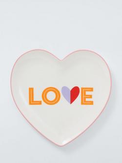 John Lewis Love Heart Shaped Fine China Side Plate, 22cm, White/Multi, White