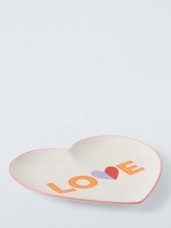 John Lewis Love Heart Shaped Fine China Side Plate, 22cm, White/Multi - view 2, White