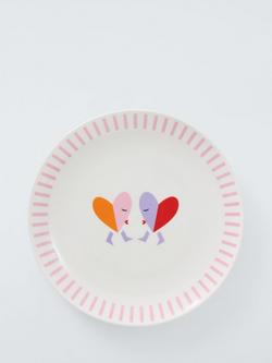 John Lewis Love Hearts Fine China Side Plate, 20cm, White/Multi, White