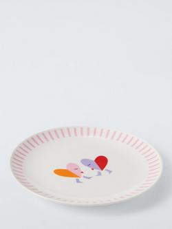 John Lewis Love Hearts Fine China Side Plate, 20cm, White/Multi - view 2, White