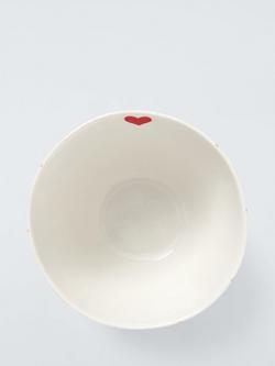 John Lewis Striped Heart Stoneware Bowl, 14cm, White/Multi - view 2, Multi