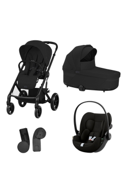 Cybex Balios S Lux Pushchair, Carrycot & Cloud G Car Seat Bundle, Moon Black, Moon Black
