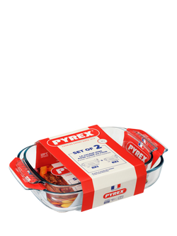 Pyrex Rectangular Glass Roasters, Set of 2, Clear - view 2, Clear