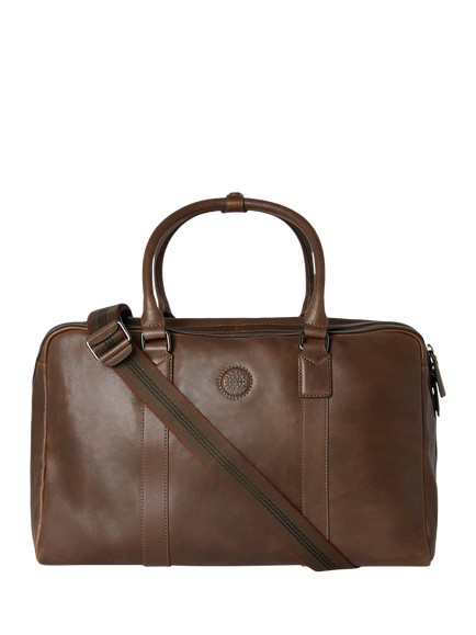 OSPREY LONDON Compass Leather Weekender Bag, Tan