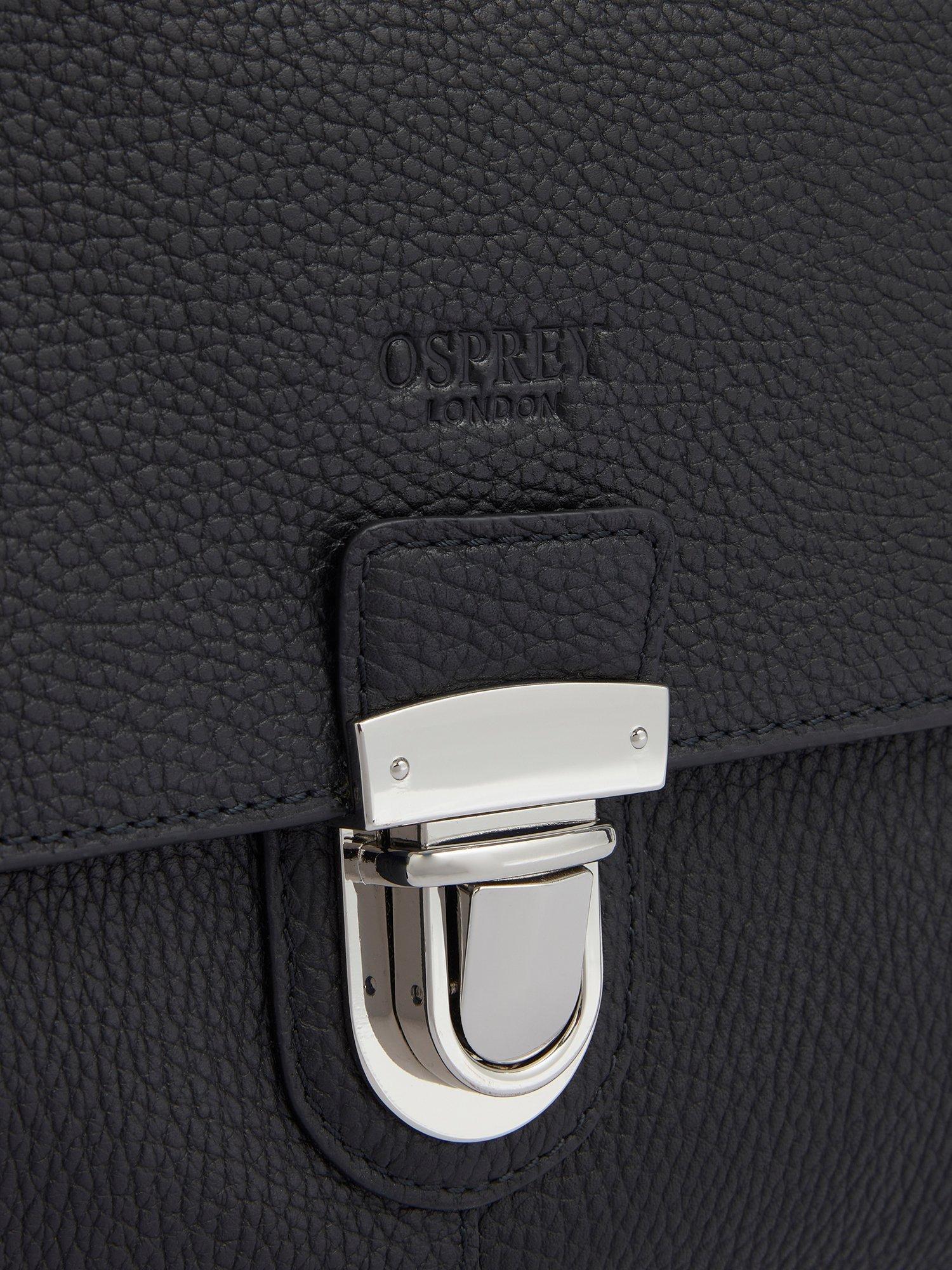 Product image 4 of 6, which shows OSPREY LONDON Leather Forest Weekender Bag, Black