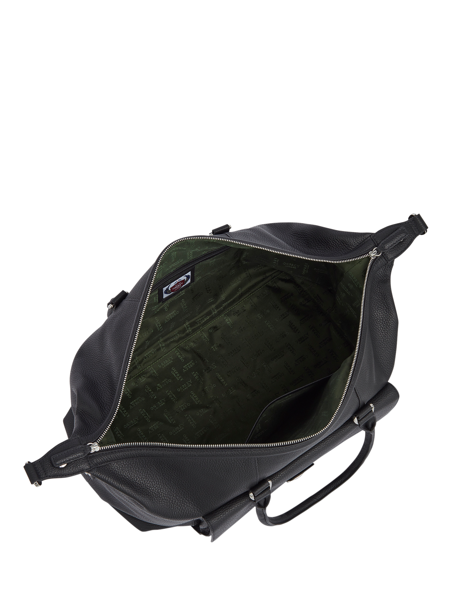 Product image 5 of 6, which shows OSPREY LONDON Leather Forest Weekender Bag, Black