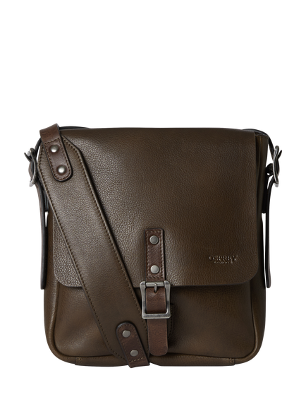 OSPREY LONDON Lorenzo Small Leather Messenger Bag, Chocolate, Chocolate