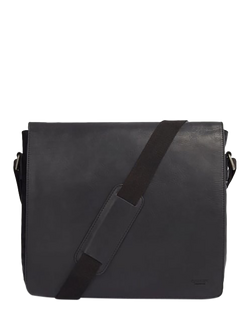 OSPREY LONDON Smithy Large Leather Messenger Bag, Cognac, Black