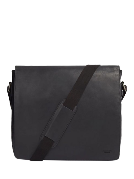 OSPREY LONDON Smithy Large Leather Messenger Bag, Cognac, Black