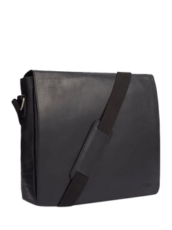 OSPREY LONDON Smithy Large Leather Messenger Bag, Cognac - view 2, Black