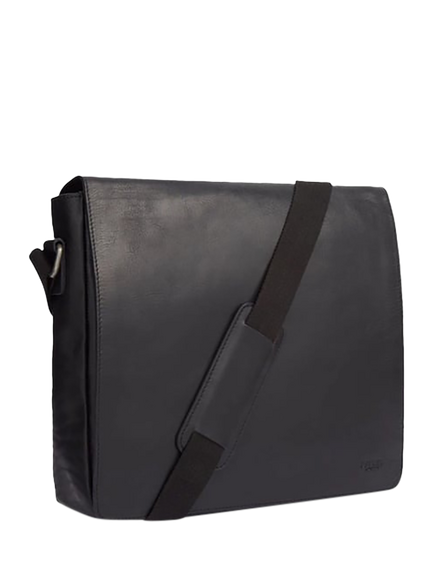 OSPREY LONDON Smithy Large Leather Messenger Bag, Cognac - view 2, Black