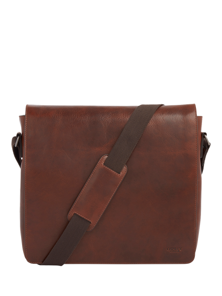 OSPREY LONDON Smithy Large Leather Messenger Bag, Cognac, Cognac