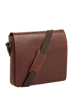 OSPREY LONDON Smithy Large Leather Messenger Bag, Cognac - view 2, Cognac