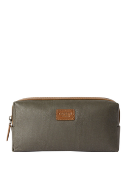 OSPREY LONDON The Grantham Small Waxed Canvas & Leather Washbag, Khaki