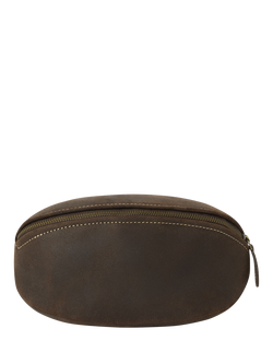 OSPREY LONDON Jenson Rugger Leather Washbag, Chocolate - view 2, Chocolate