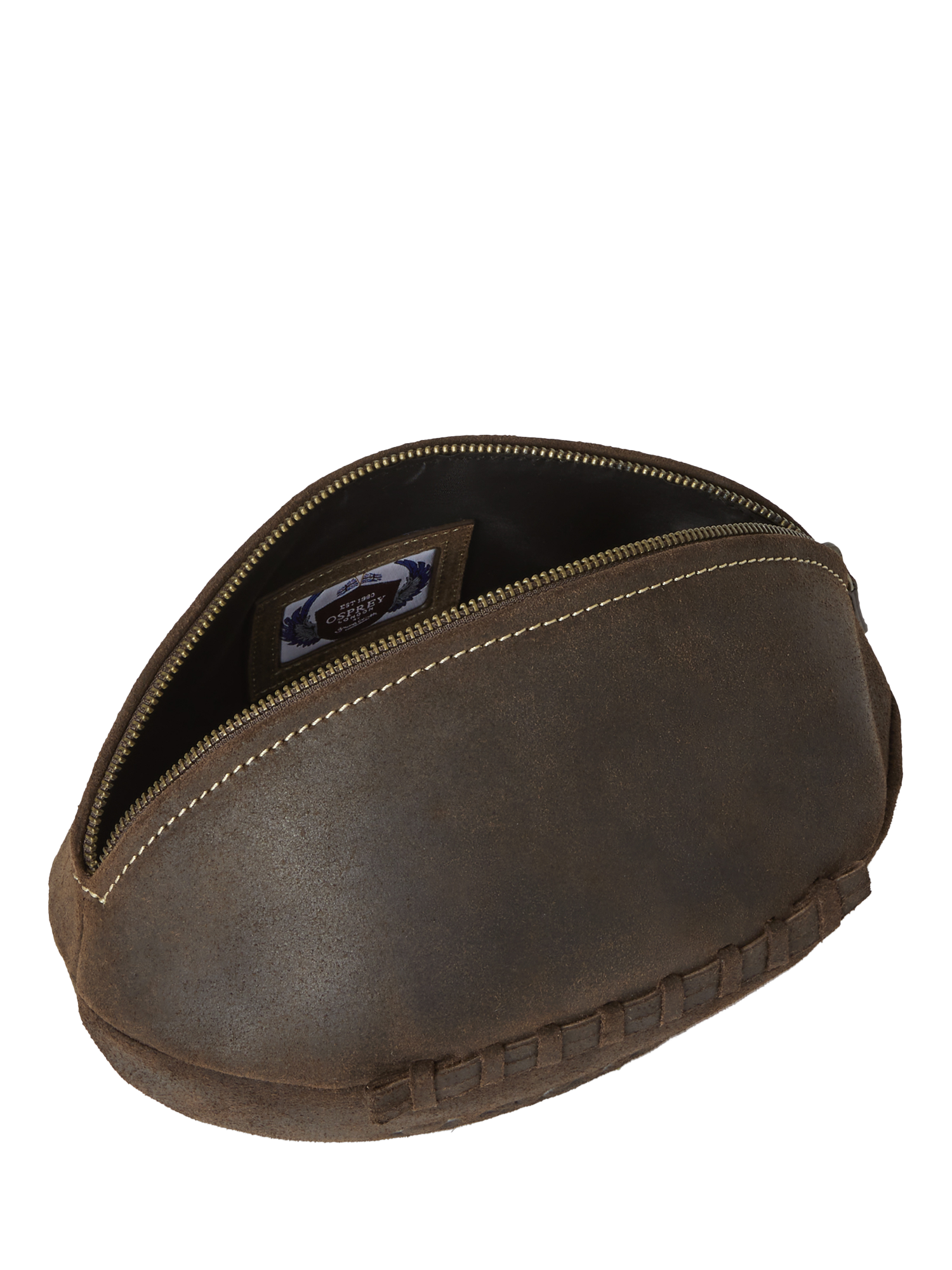 Product image 3 of 4, which shows OSPREY LONDON Jenson Rugger Leather Washbag, Chocolate