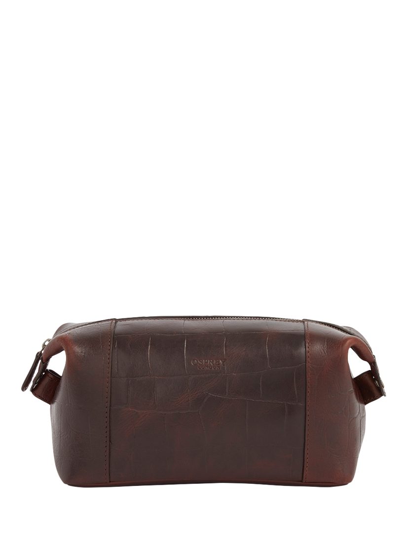 Product image 1 of 4, which shows OSPREY LONDON Brixton Leather Washbag, Cognac